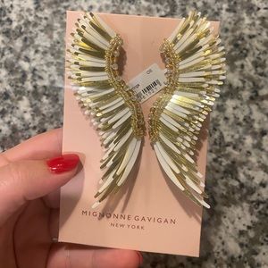 Mignonne Gavigan Madeline earrings in metallic gold/white! Perfect for brides!